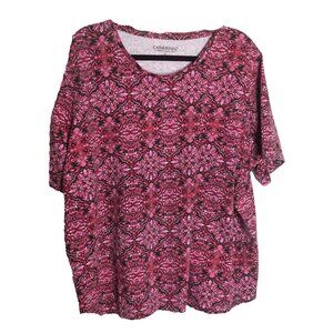 Catherine's Women's Plus Pink Patterned Tee Shirt